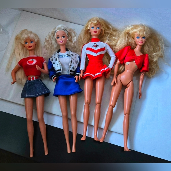 Vintage Barbie Dolls in Colorful Outfits Set Of 4